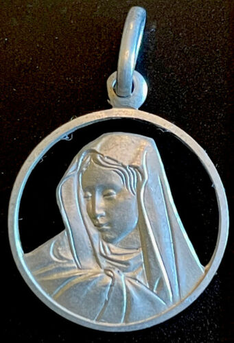 Vintage Catholic Sterling Silver Mater Dolorosa Mary Medal Italy