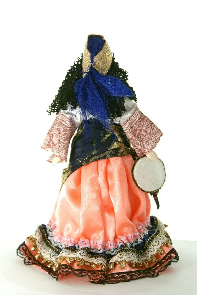Porcelain Art Doll Gypsy Woman In Folk Costume Handmade