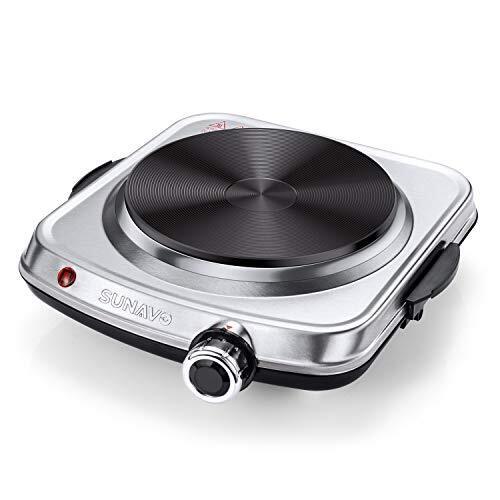 1500W Hot Plates for Cooking, Electric Single Burner with Handles,6 Power Levels